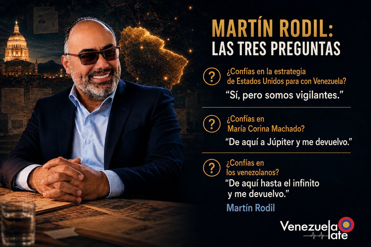 VLate2025's tweet photo. 🇻🇪 Martín Rodil dejó el análisis y habló desde otro lugar. Tres preguntas, tres respuestas cortas y ahí, sin proponérselo, quedó resumida toda la noche: confianza con los ojos abiertos, fe en quien ha sostenido la lucha, y una certeza sin límite en el venezolano de a pie. Esa última respuesta fue la que se quedó flotando en la sala. No hay estrategia, ni geopolítica, ni cifra que la reemplace. @VLate2025