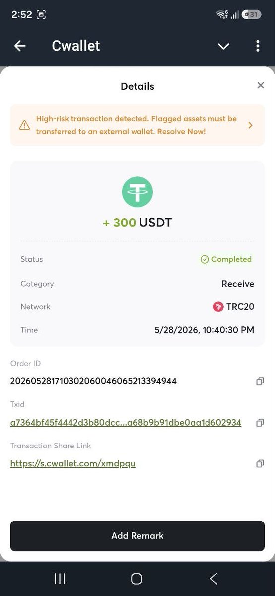 RushikeshL49385's tweet photo. @RGCryptoLab @CwalletOfficial @Adsgram_ai Same. They freezed my 300 usdt, saying fradulent asset, but its not any fradulent asset. @telegram please ban @CwalletOfficial telegram bot https://t.co/WKzfxmzzo9