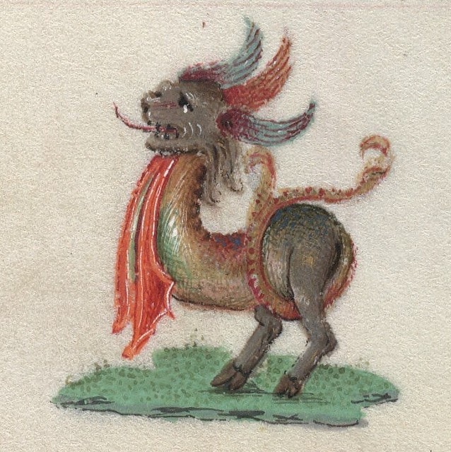 PublicDomainRev's tweet photo. Some 15th-century rainbow-coloured beasts to brighten your Monday: https://t.co/tCilPa7reQ https://t.co/xwdPr7Uw59