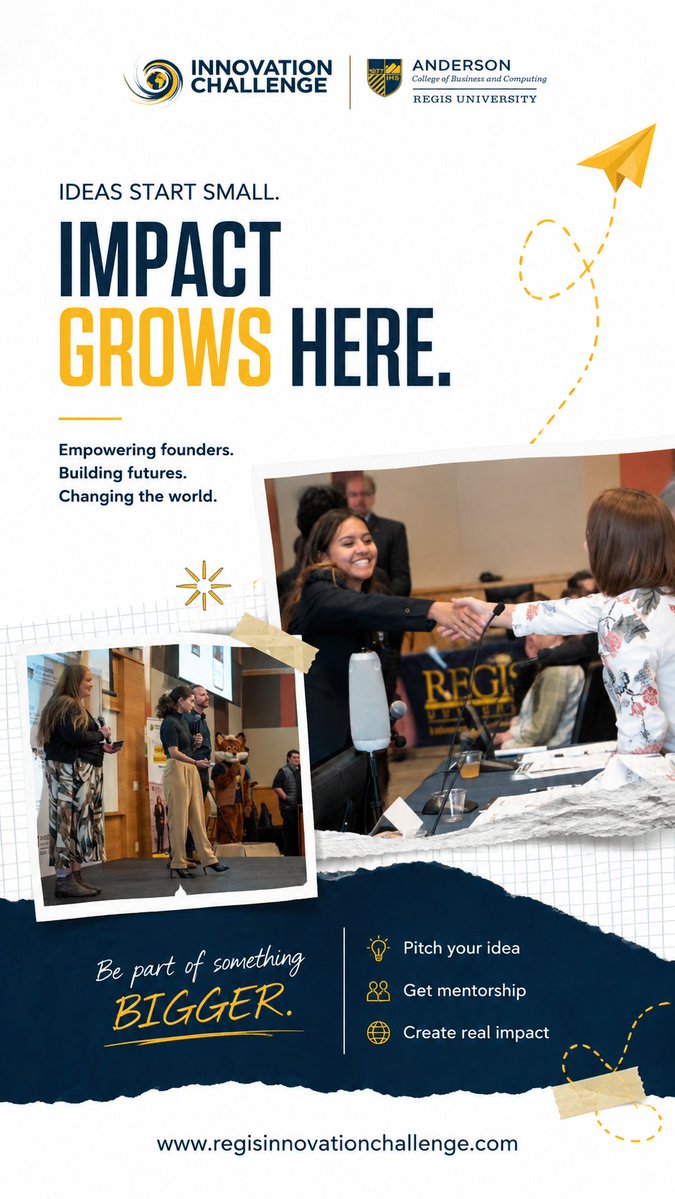 RegisInnovation's tweet photo. Every great company starts with a conversation, a question, or an idea that someone decided was worth pursuing.

The Regis Innovation Challenge exists to help founders, students, innovators, and aspiring entrepreneurs take that first step. https://t.co/nJJWcmUvb3