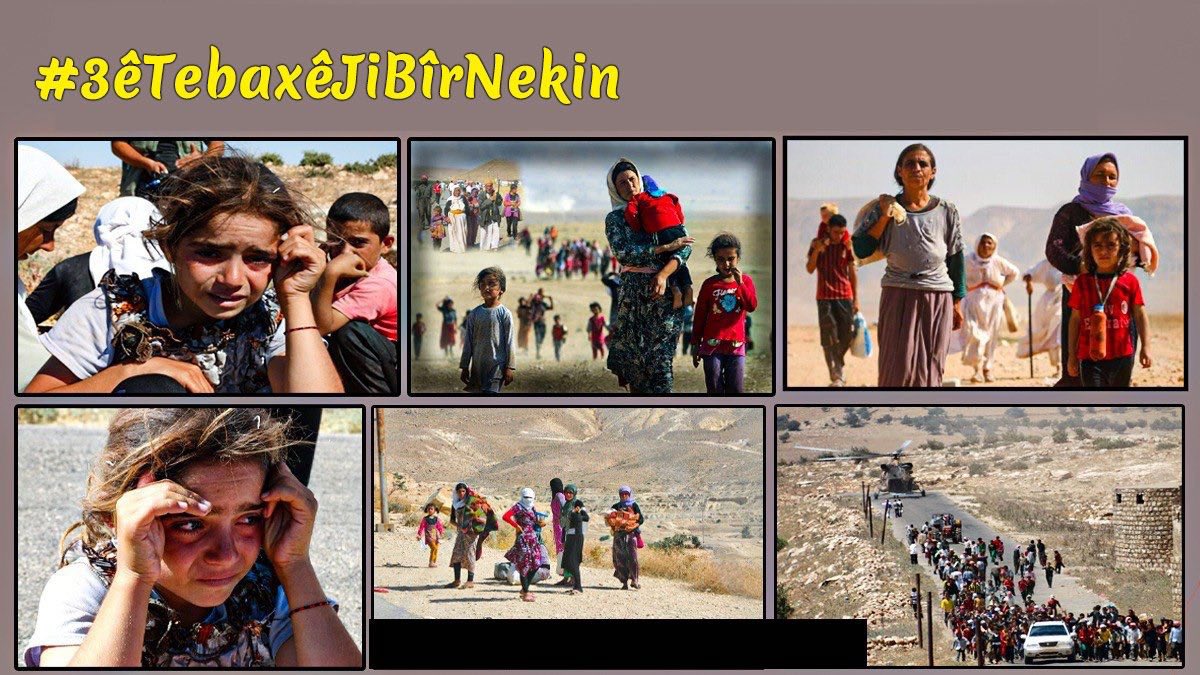aktivistenDE's tweet photo. Kadınların köle pazarlarında satıldığı, çocukların ailelerinden koparıldığı bu insanlık suçunu hafızamızdan silmeyeceğiz. Êzidî halkının acısı ortak insanlık hafızasının parçasıdır.
#3êTebaxêJiBîrNekin https://t.co/0HEjyjdeny