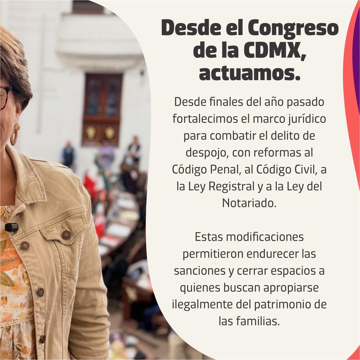MarthaAvilaCDMX's tweet photo. El despojo no puede seguir lastimando el patrimonio de las familias.
En la Ciudad de México respaldamos una estrategia integral para combatir este delito: leyes más fuertes, instituciones coordinadas y acciones contundentes para cerrar el paso a quienes buscan apropiarse ilegalmente del hogar de las y los capitalinos.
