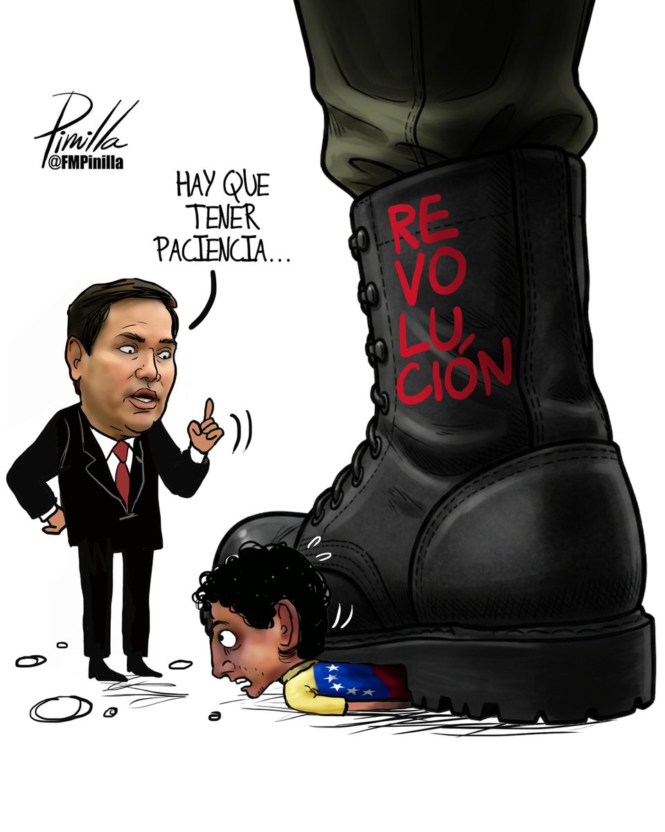FMPinilla's tweet photo. Marco Rubio pide tener paciencia a los venezolanos.
•
Caricatura para @DiarioLAmericas 
•
#caricatura #cartoon #eeuu🇺🇸 #venezuela🇻🇪 #noticia @marcorubio @usembassyve https://t.co/6uZ85PEruj