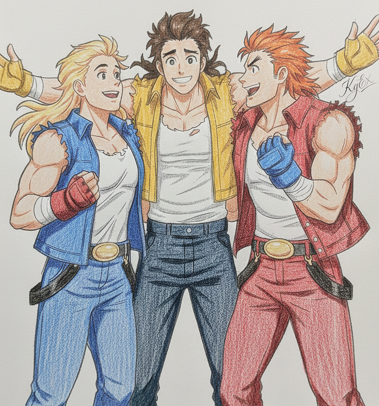 KyaryBeamEX's tweet photo. Billy Lee and Jimmy Lee with his brother/cousin Sonny Lee (center) - (Double Dragon / River City Girls)
#doubledragon #billylee #jimmylee #sonnylee #rivercitygirls #rivercity #billyandjimmy #billyandjimmylee https://t.co/jRREIMaNbN