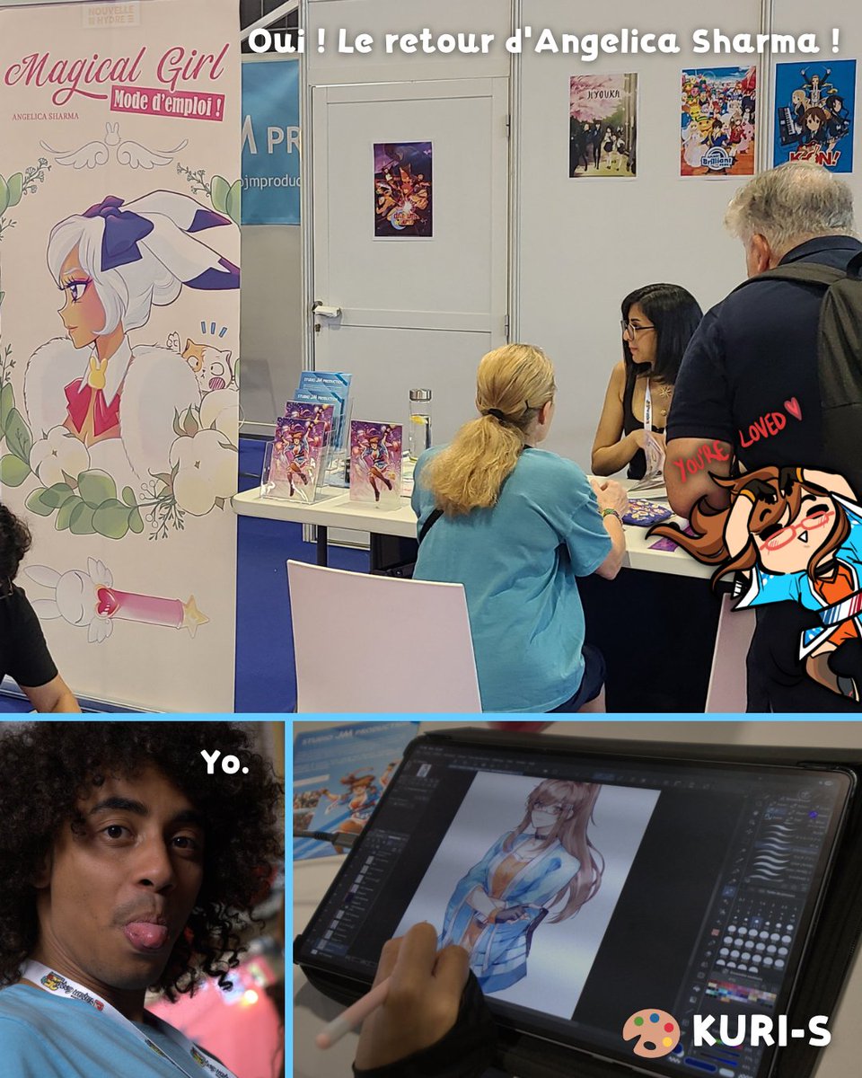 StudioJMProd's tweet photo. @japanexpo @KonataNekoyama @KyoAni_FR @Ponoki_Chan @io_mangas @CHATTOCHATTOFR @UFODISTRIBUTION @ADNanime @alltheanime_fr @Cultura @Ototoedition @EditionsKana @_Charisu @Mohamedali_draw @manio11a @TVHLAND @PurplexBird @kurisucurry @Argcchan 🫶 On fait aussi un immense câlin à nos amis et voisins de stand @Kanimy_, @icijaponcorp, @Olydri_Noob, @UmaMusubiFR, @wearevainkeurz, Bento Pop et nos amis de @AssosAnimaniak et L'Antre Otaku'iz 🌸 https://t.co/aggV0hvc5u