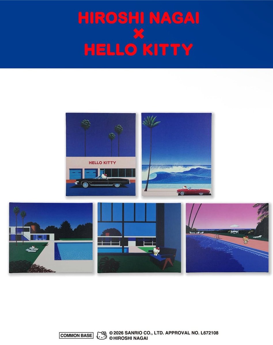 pinku_tai's tweet photo. HIROSHI NAGAI x HELLO KITTY คืองานวาดคูมลุงคาวาอี้อยู่แล้วสไตล์  CITY POP  พอมีคิดตี้ในเฟรมคือที่สุด 💙❤️ https://t.co/R5f6bgrTs6