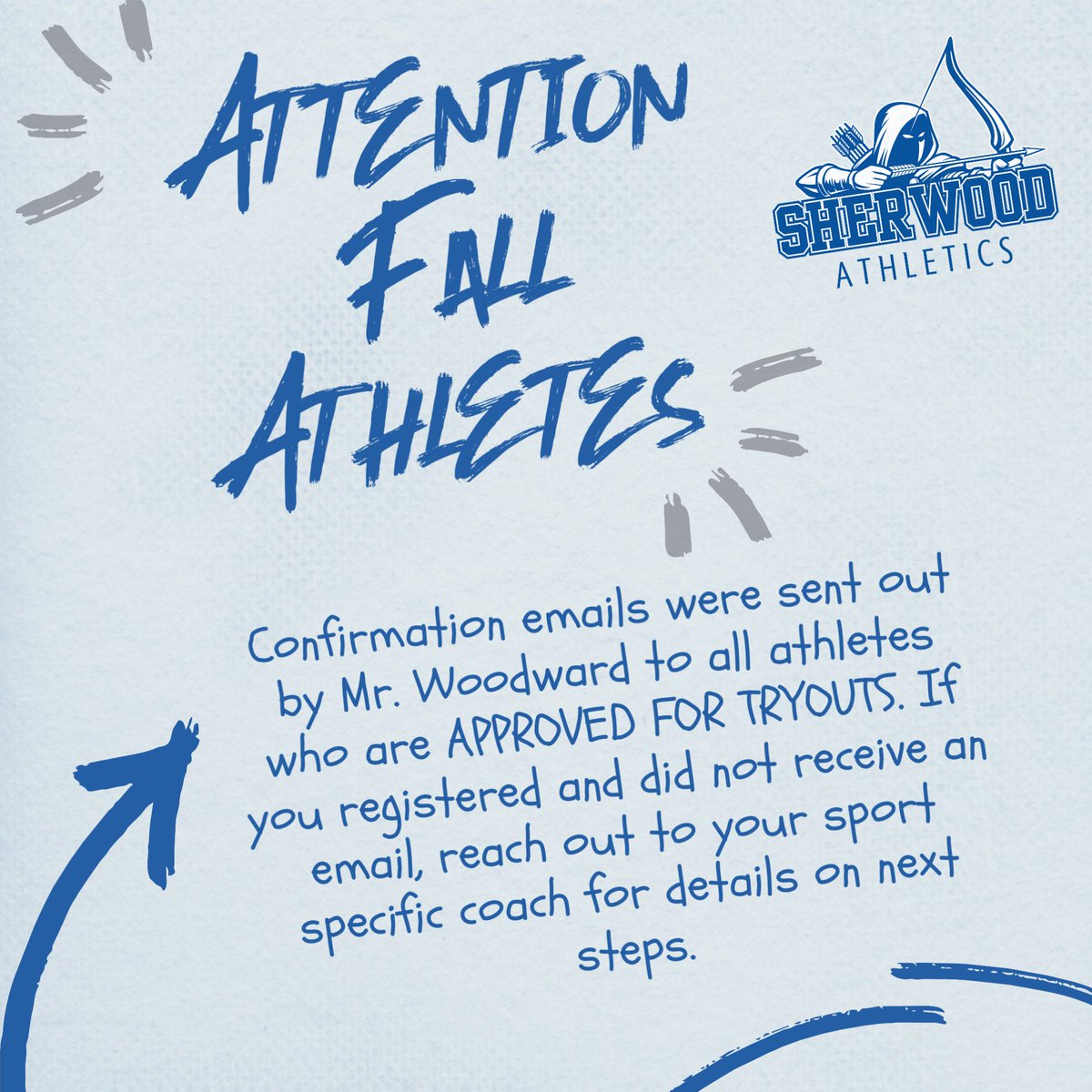 WarriorResults's tweet photo. 🚨 Registration Update - Monday, August 3rd --

Confirmation emails were sent out to all athletes who are APPROVED FOR TRYOUTS for fall sports. If you registered and did not get an email, reach out to your sport specific coach for next steps https://t.co/TkyJX3qWci