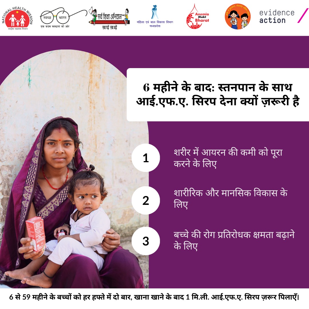 BalaghatCm41948's tweet photo. 6 से 59 महीने तक के बच्चों को सप्ताह में दो बार 1 मि.ली. IFA सिरप (भोजन के बाद) देना न भूलें। साथ ही माँ आयरन युक्त आहार लें, ताकि माँ और बच्चे दोनों का स्वास्थ्य बेहतर रहे।
🙏डॉ परेश उपलप 
Cmho बालाघाट https://t.co/te7EEqQW6B