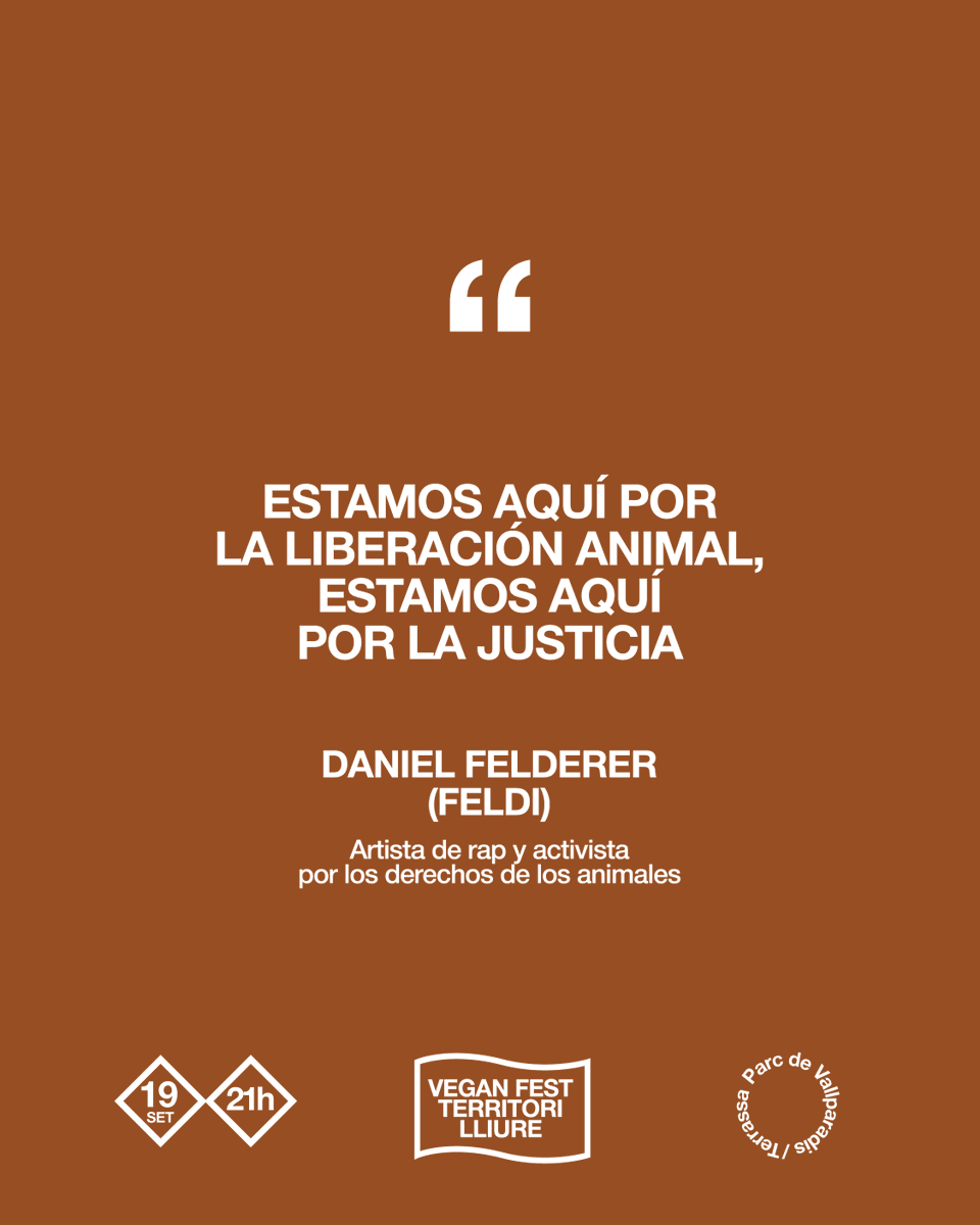 VeganFestCat's tweet photo. L’alliberament animal també es defensa des de la música, convertint cada paraula en una crida a la justícia

FELDI, artista de rap i activista, actuarà a Vegan Fest amb un directe compromès i contundent

Dissabte 19 setembre · 21h
Escenari ÀNIMA
Entrada gratuïta 

#veganfest ✊🏻🥕 https://t.co/rvVaZcBZyf