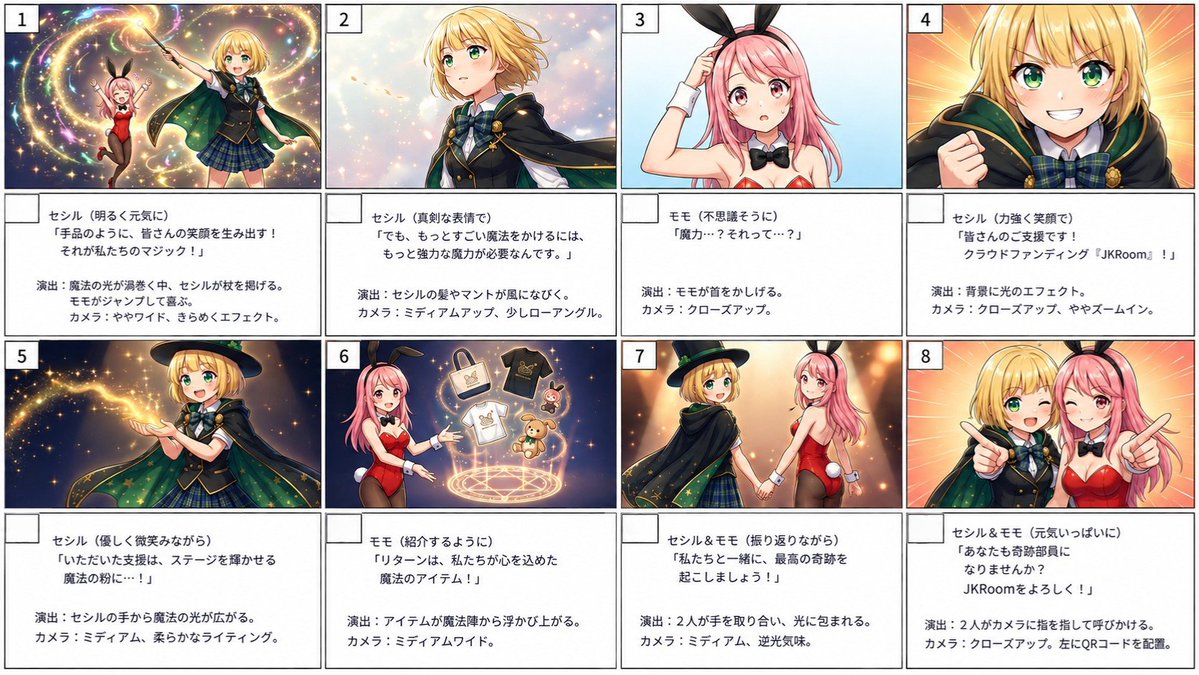 DoppeDog's tweet photo. セシルちゃんのVRMアバター→GPTImage2でキャラクターシート→GeminiNotebookで漫画→GPTImage2で絵コンテ→Seedance2.5で３０秒動画
ほぼ全自動でAIアニメ作ってみた
＃AIアニメ ＃AIマンガ https://t.co/iXFWVMwZwO
