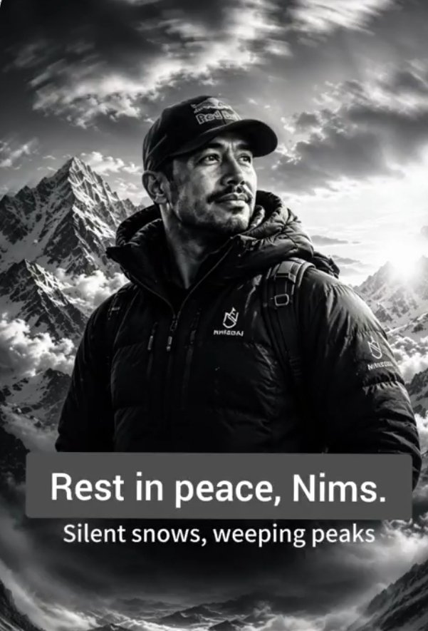 VallaStefano's tweet photo. God bless you #nimsday, a true inspiration for many people!
I was not prepared to this end and deeply saddened.
I wish your example could be followed proudly by many to support 🇳🇵🇳🇵🇳🇵 https://t.co/krlSCMZuKD
