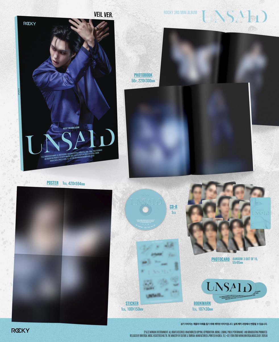 wonijin_ent's tweet photo. [NOTICE] ROCKY 3rd MINI ALBUM ‘UNSAID’ 예약판매 안내

ROCKY의 세 번째 미니앨범 ‘UNSAID’ 예약판매가 아래와 같이 진행됩니다.

예약판매는 2026년 8월 4일(화) 오후 2시(KST)부터 
각 온라인 음반 판매처에서 순차적으로 오픈될 예정입니다. 
판매처별 오픈 시점은 다소 차이가 있을 수 있습니다.

[예약판매 일정]
예약판매 시작 : 2026년 8월 4일(화) 오후 2:00 (KST)
음원 발매 : 2026년 8월 11일(화) 오후 6:00 (KST)

오랜 시간 기다려주신 팬 여러분께 진심으로 감사드리며, 
ROCKY의 새로운 이야기가 담긴 ‘UNSAID’ 에 많은 관심과 사랑 부탁드립니다.

감사합니다.

#UNSAID #ROCKY #HAMO #WONIJIN