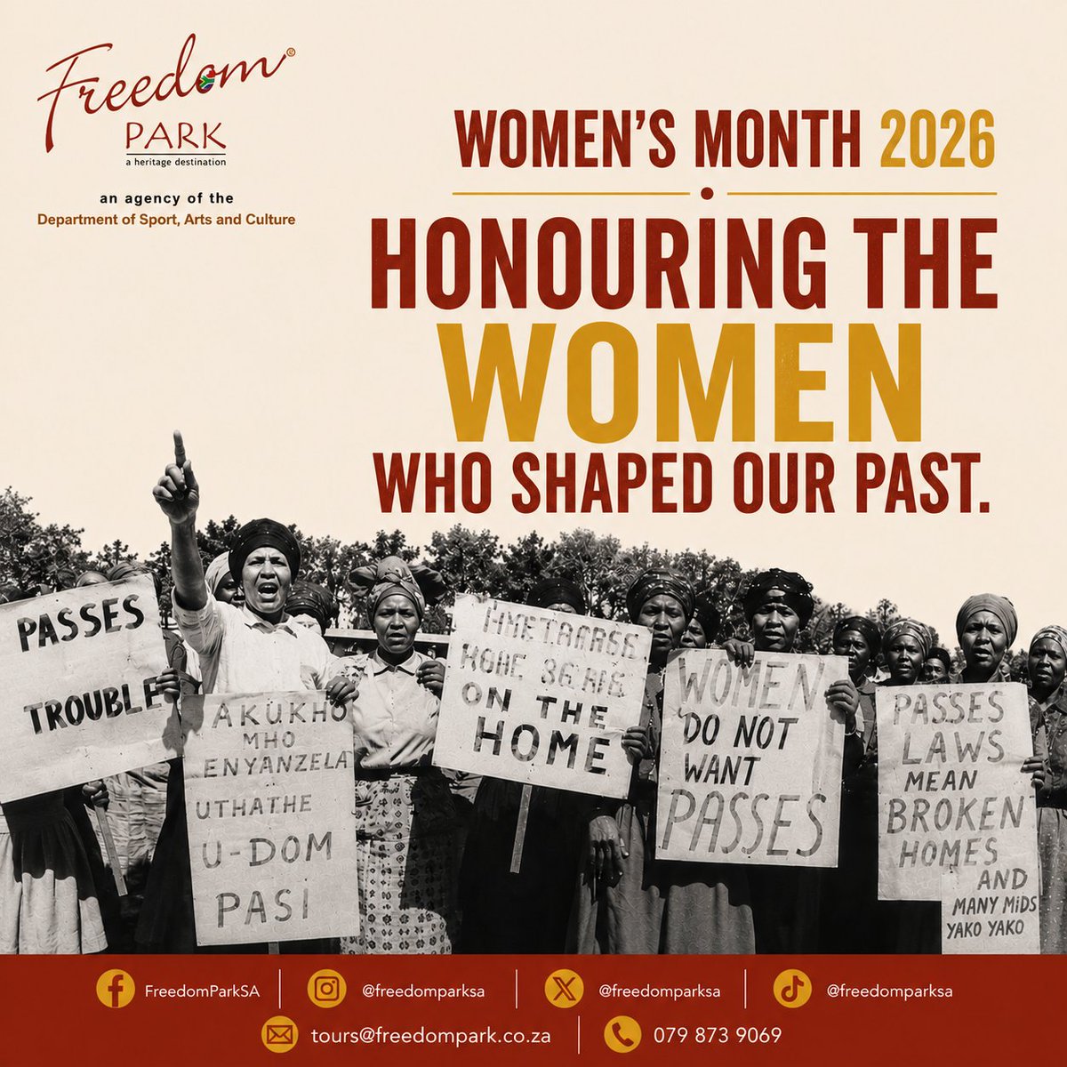 freedomparksa's tweet photo. As we begin #WomensMonth2026, we honour the courage, resilience and leadership of the women who shaped South Africa's journey to freedom and democracy.
#freedomparkheritagesite https://t.co/vhZxS5ZNf7
