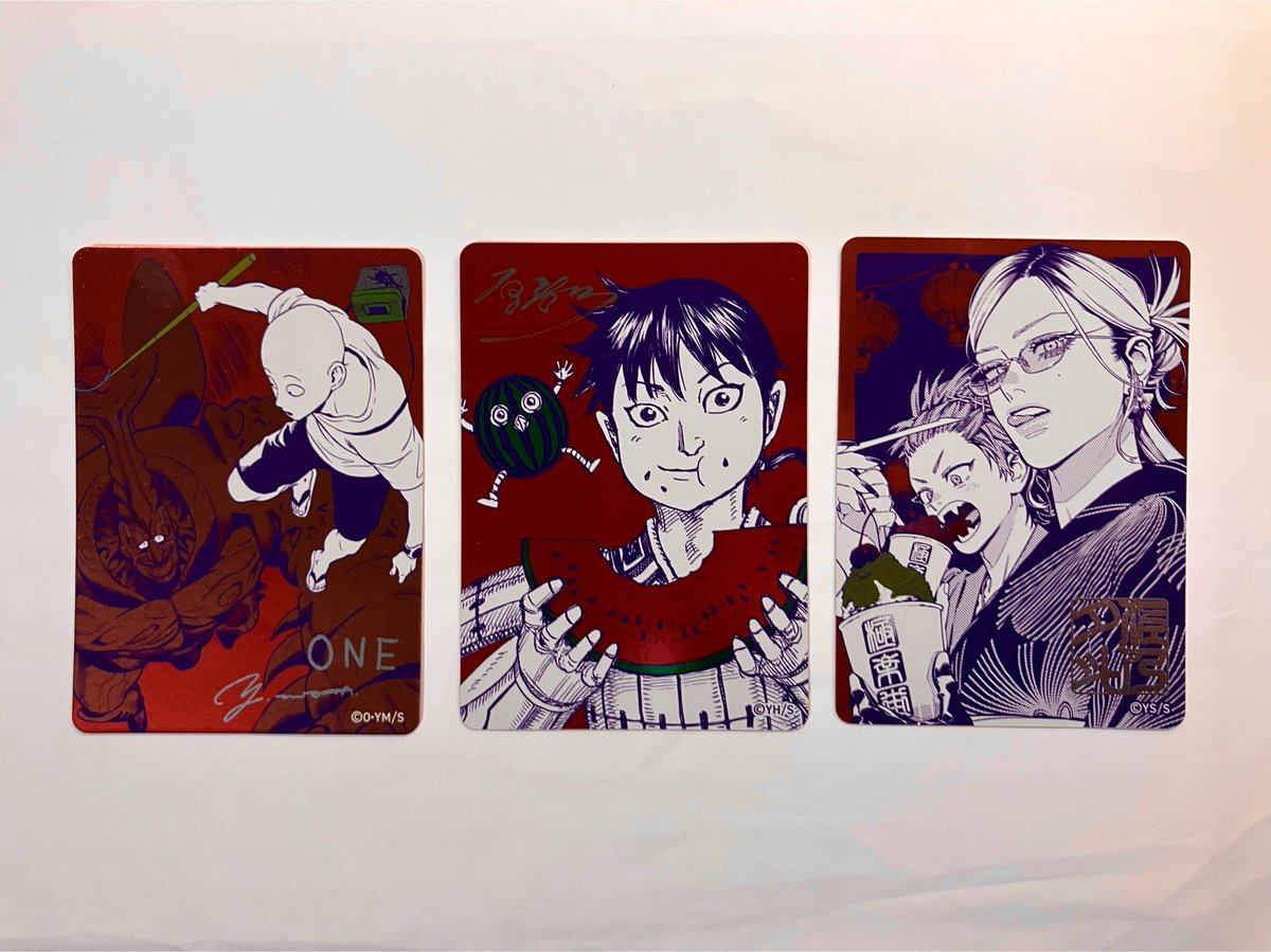 konomi_109's tweet photo. 【交換】集英社 夏コミ ナツコミ メタキラカード 特典

【譲】
ワンパンマン、極楽街、キング���ム

【求】
The JOJOLands（ジョジョ）＞SAKAMOTO DAYS（サカモトデイズ）＞SPY×FAMILY（スパイファミリー）

郵送での交換希望📮 https://t.co/jB8qE1gr2N