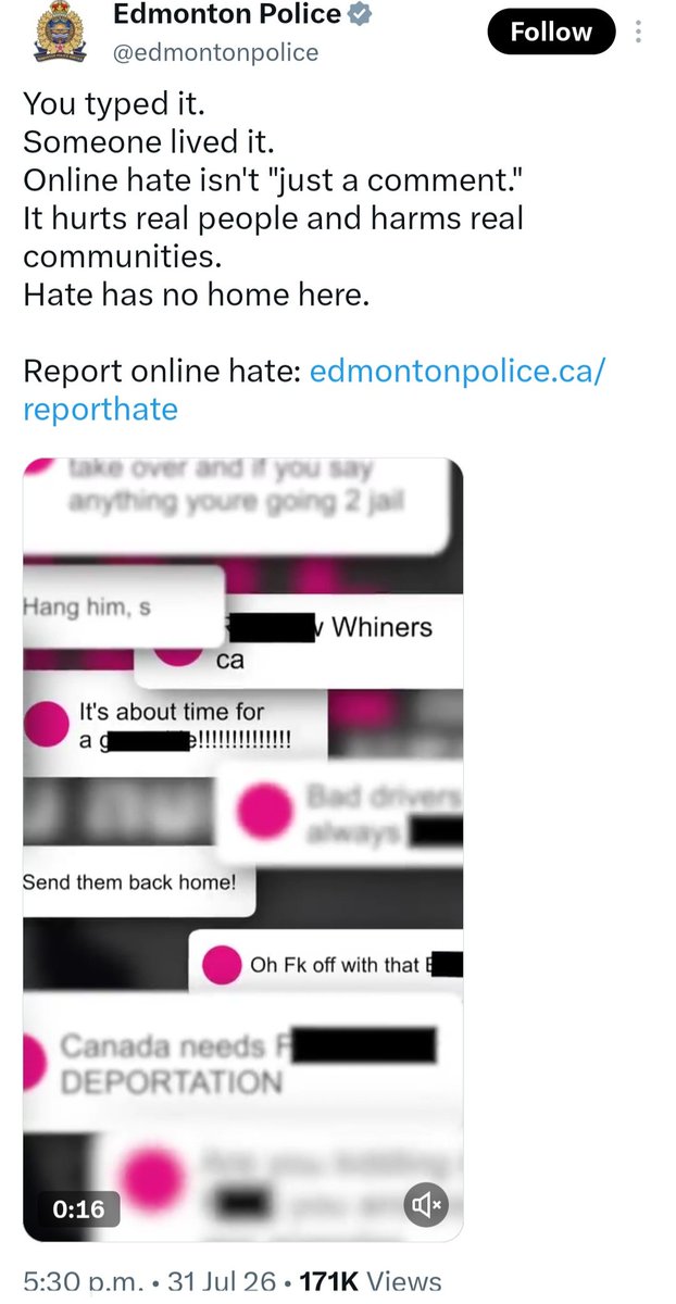 Roman_Baber's tweet photo. No @edmontonpolice, you have no jurisdiction to limit online speech unless a criminal law is broken.

The criminal offence of "Hate Speech" is limited to the definition articulated by the Supreme Court almost 40 years ago. Not what others find offensive! https://t.co/NhIqdQDb2l