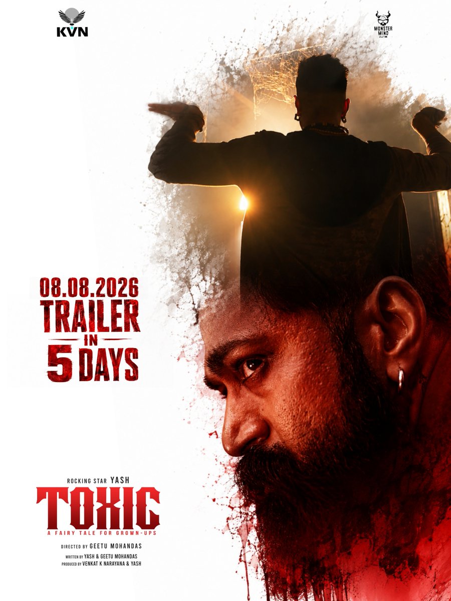 YashTrends's tweet photo. A fairy tale for grown-ups is about to unfold 🔥

#ToxicTrailer in 5 Days 🌋 

@TheNameIsYash #ToxicTheMovie
#Yash #ToxicOn26thAug https://t.co/XmgFeDlbkG