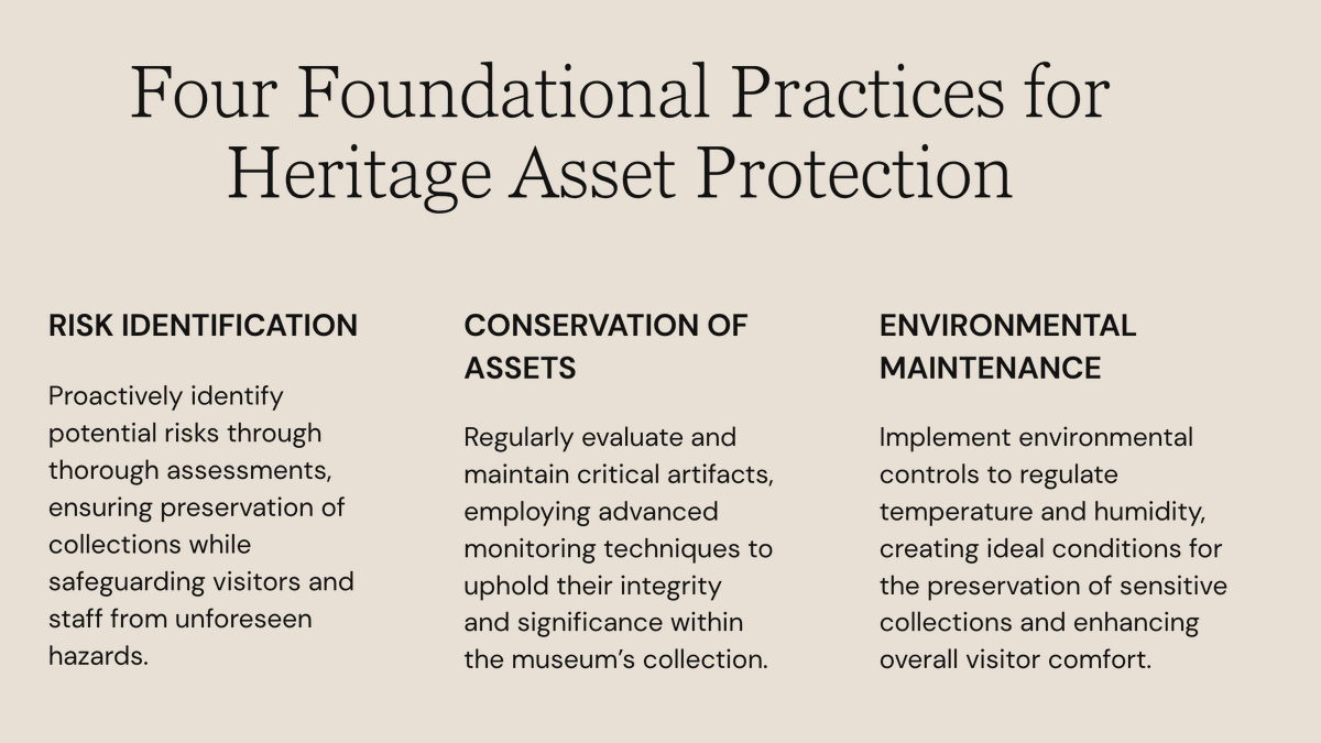 ReflexionSuite's tweet photo. Museums drift from small gaps, not big disasters.

New deck: separate conservation assets, tie maintenance to environment, track contractors/visitors in one view, escalate risks early.

What's your biggest operational worry?

#Museums #CulturalHeritage #CollectionsCare https://t.co/zYkfUrlI4d
