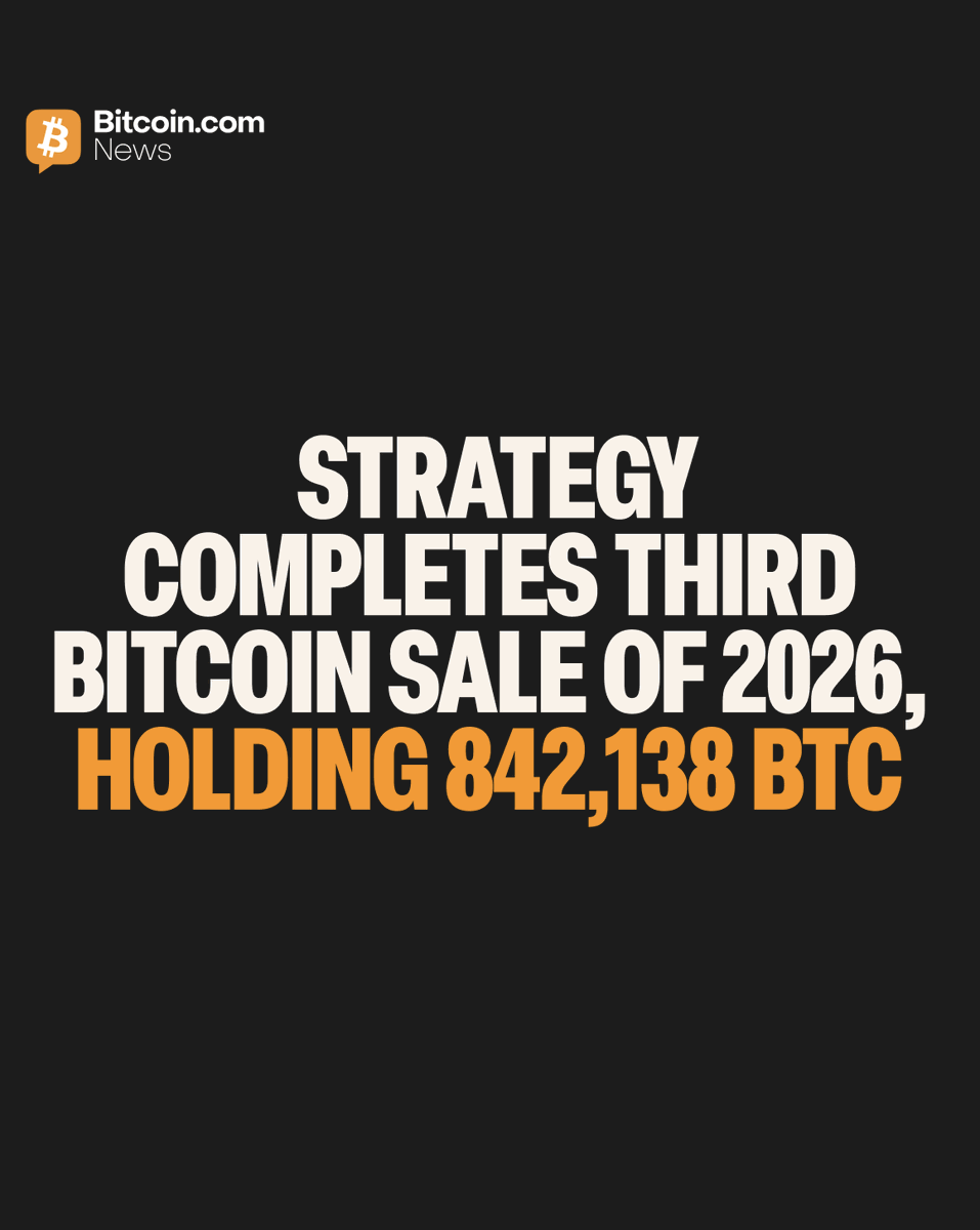 BitcoinNews's tweet photo. NEW: 🟠 Strategy completes it's third #Bitcoin sale of 2026. 

Strategy sold 1,638 $BTC between Jul. 27 and Aug. 2 for ~$104.7M at avg price of $63,957, raising USD reserve to $4B while maintaining 842,138 BTC holdings. https://t.co/5Es8BoWzyv