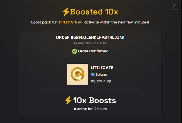 LittleCatesol's tweet photo. 💛 Our community has been incredible, and we want to give something back.

Today, we've activated a 10× DexScreener Boost for $LITTLECATE. 🚀

Thank you for your support from day one. More updates are on the way.

Let's keep building together. 🐱 https://t.co/lURNHmsA3w