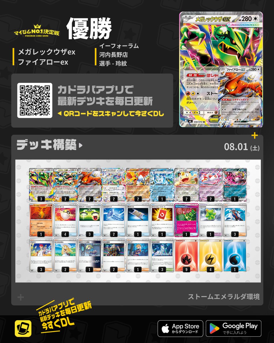 🆕#ポケカ 最新デッキ速報🆕 🏆マイジムNo.1決定戦 優勝 🥇メガ