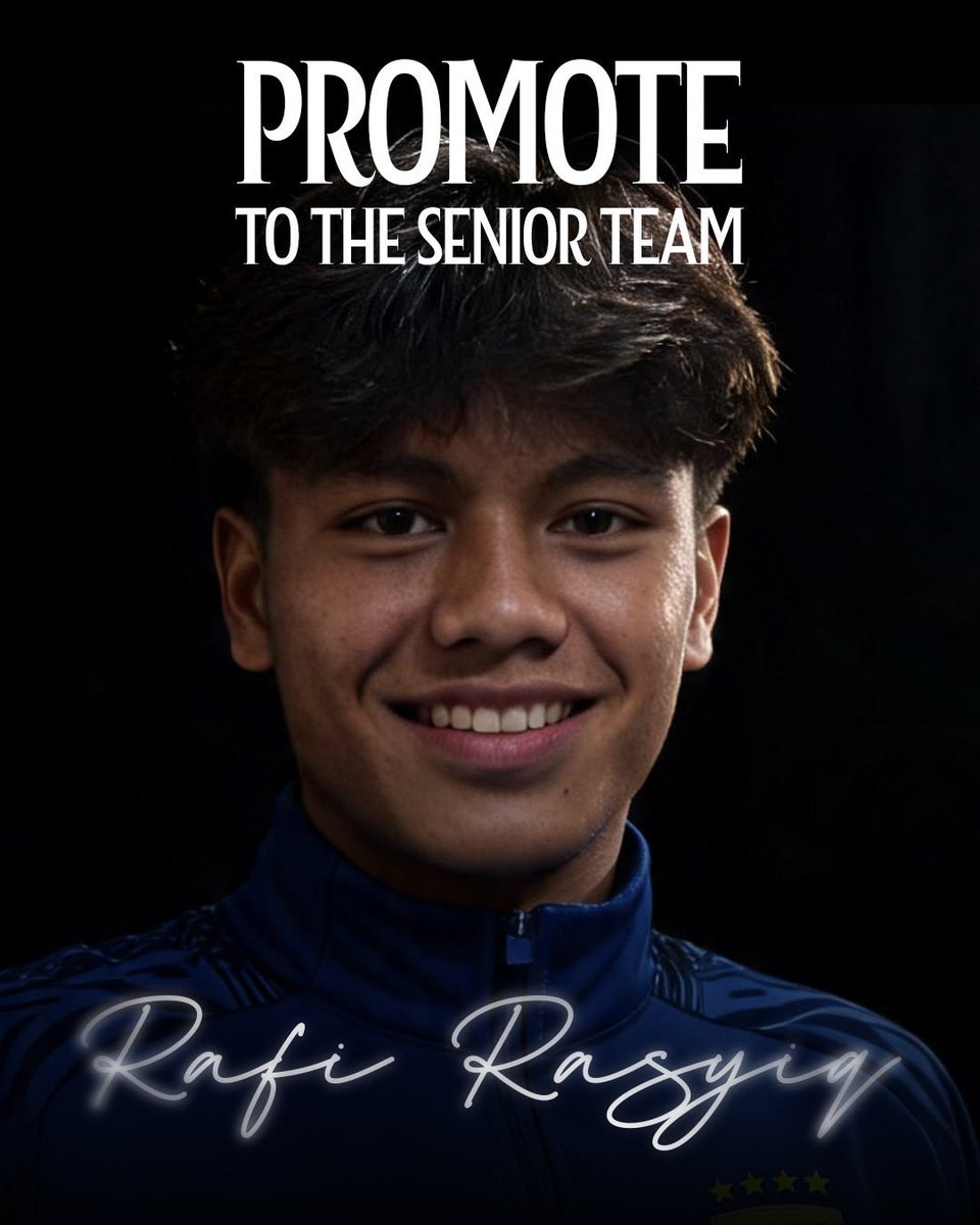 wunderkid_id's tweet photo. #PromotionTime
#PersibBandung

Untuk Kasta Tertinggi Liga Indonesia musim ini, Persib Bandung memberikan kesempatan promosi kepada 1 pemain Tim Muda nya ke Tim Utama yaitu Rafi Rasyiq (2008).

Penyerang Sayap kelahiran Payakumbuh didikan Fatto ini dipromosikan setelah tampil baik di EPA SuperLeague U-18 musim lalu.

Sebelumnya, Rafi berstatus Pemain Timnas Indonesia U-17 di Piala Dunia U-17 2025.

Berikut statistik Rafi pada musim lalu:

•AM-L-R: Rafi Rasyiq (Payakumbuh/30-11-2008/172 cm) - EPA SuperLeague U-18 2025-2026:

☑️ 23 Laga (22 Starting 1 cadangan)
⏱️ 1542’ menit
⚽ 7 Gol (2 Brace)
🎯 33 Shot (20 On Target)
🅰️ 9 Assist
🔄 466 Passing (353 sukses)
⚔️ 12 Tekel
❎ 31 Intersepsi
☄️ 1 Sapuan
⚠️ 3 Kuning