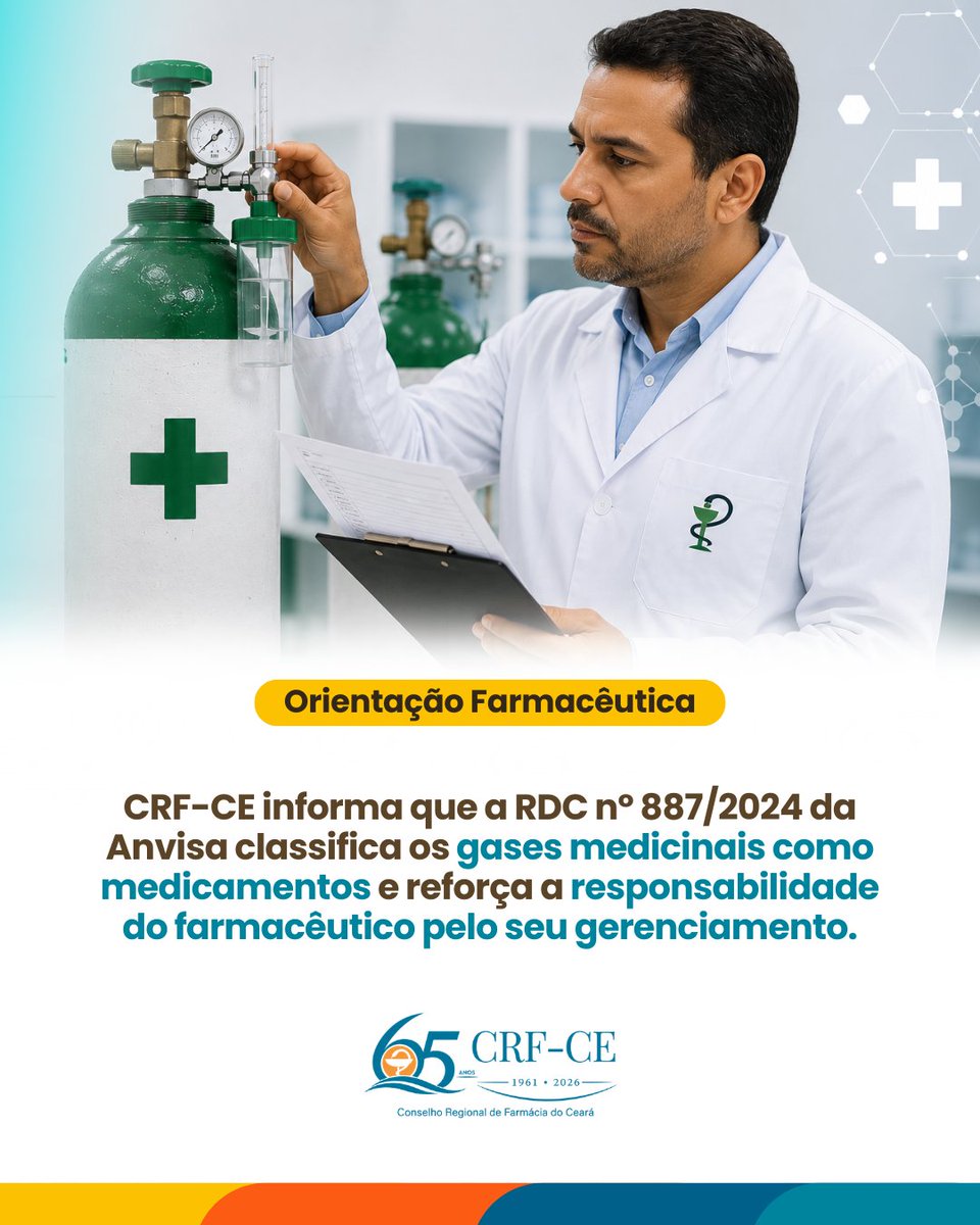 crfce2's tweet photo. 📖 Orientação Farmacêutica | CRF-CE informa que a RDC nº 887/2024 da Anvisa classifica os gases medicinais como medicamentos e reforça a responsabilidade do farmacêutico pelo seu gerenciamento.

➜ Leia a íntegra: https://t.co/6zSoJrHbZl https://t.co/udf8njb6LJ