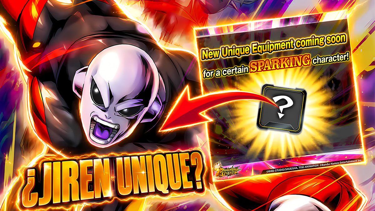 legends_marc's tweet photo. 🚨 ¡Nueva pista en Dragon Ball Legends!

Ha anunciado un nuevo Equipamiento Único para un SPARKING y creo que ya podemos intuir quién será. 👀

¿Será Jiren Transformable? Analizamos todas las pistas.

🎥 LINK: https://t.co/b15VldrCNq

#DragonBallLegends #DBLegends #Jiren #Unique https://t.co/DXX7bes11X