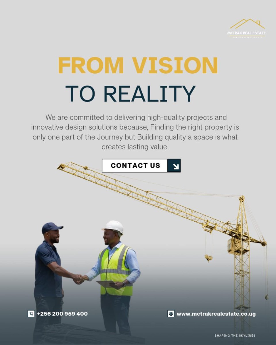MetrakUG's tweet photo. Every great project starts with a conversation.
We are here to guide you every step of the way.
Let's turn your vision into something built to last.
📞 Get in touch today and let's build something remarkable together. https://t.co/5PcNRy6DlQ