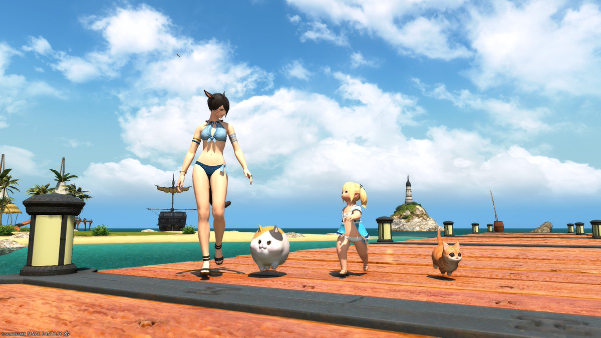 FF14_MarieRonan's tweet photo. 日記を更新しました！よければロドストでもいいねをよろしくね☆#FF14

【ミアンちゃんとネコとスレンダーと】
https://t.co/8pp0R8mol1
夏はやっぱり海だよね！ﾟ+.(・∀・)ﾟ+.ﾟ https://t.co/GMzSFGHIH2