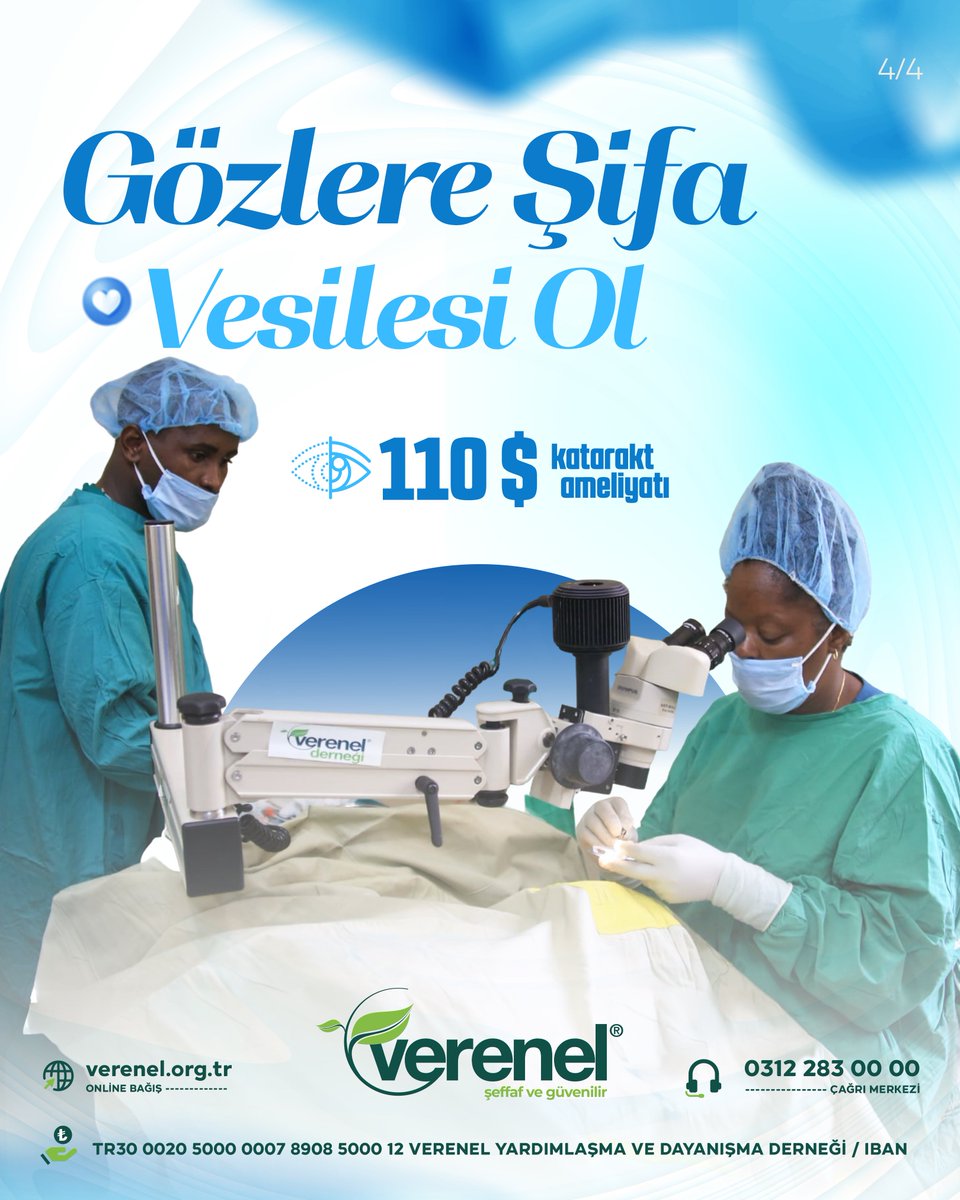 vereneldernegi's tweet photo. Dünyada milyonlarca insan katarakt nedeniyle yarınlara umutla bakamıyor.

Tedavi imkânı varken maddi imkansızlıklar nedeniyle karanlığa mahkûm kalan kardeşlerimiz uzanacak bir yardım eli bekliyor.

🌐 Online Bağış: https://t.co/U94BPTjKKy

#Katarakt #KataraktAmeliyatı #Verenel #GözlereŞifaVesilesiOl #Afrika