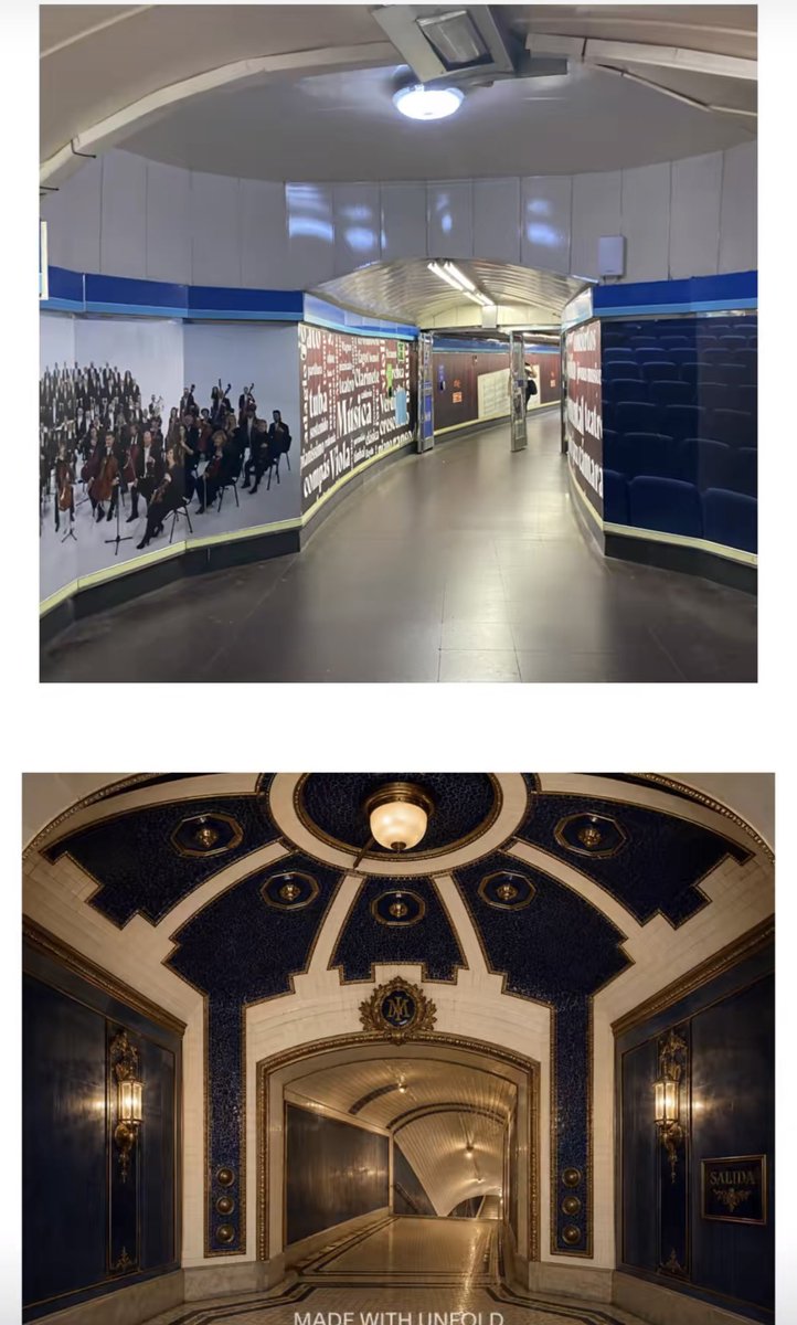 NaavarreeteJuan's tweet photo. La estación de metro Antón Martín de Madrid, antes y después del colapso de la belleza en nuestra civilización. https://t.co/pWJx8PAuR8