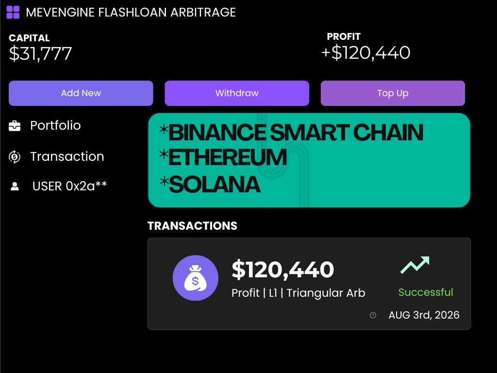 hft_trader's tweet photo. Mevengine Trader Makes $120K+ Trading on 
#Solana #Ethereum #BSC Using Mevengine Flashloan Arbitrage BOT

Deploy your own - https://t.co/EemolVwUxj

#Bitcoin ELEIÇÕES 2026 #tüik Cuba #ColdcardWallet  Almada #Cryptocurrency BitMart #Crypto ariana #HouseoftheDragon Ethereum #arsd England #Kalshi  BTC #XMR Crypto #Trump