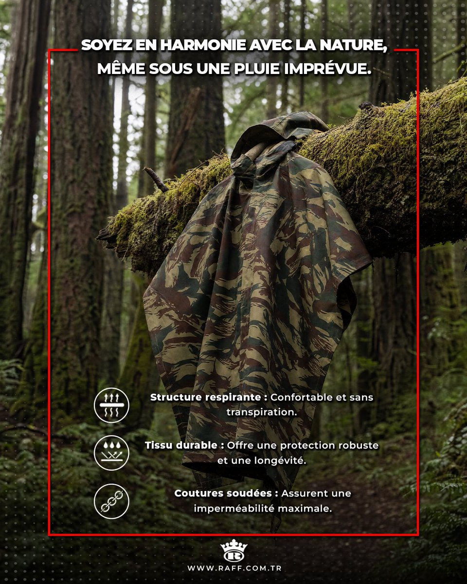 RaffMilitaryFR's tweet photo. Grâce à notre savoir-faire, la météo inattendue n'est plus un obstacle, juste un détail ! 🌲🌧️

Coutures soudées, tissu durable et structure respirante : nos imperméables offrent une protection totale sur le terrain.

Contactez-nous :
📞 +90 535 052 68 22

#RaffMilitaryTextile https://t.co/BTb0vDio28