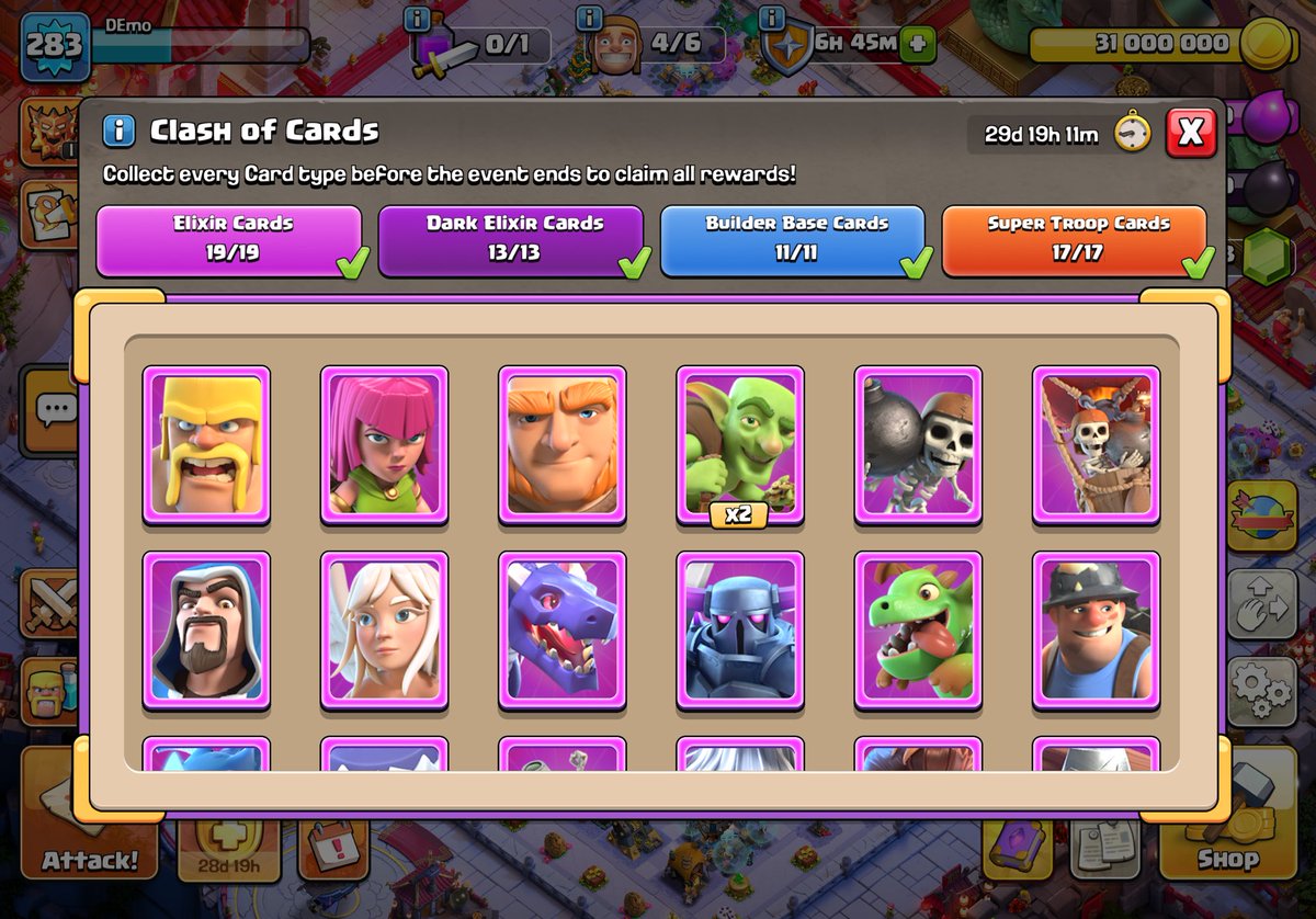 ClashDemo's tweet photo. Card Event Completed! Any duplicates @ninjjj1 @coc_sean @Vibesus_ ? https://t.co/LqyYHnA01T