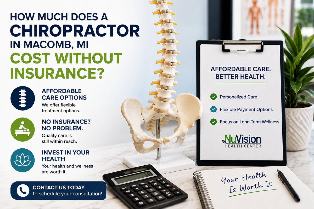 NickZyrowski's tweet photo. Wondering how much a chiropractor costs without insurance? We break down the costs and payment options in Macomb, MI. 👇
 https://t.co/WLyIXxoTdX https://t.co/gHwbVoYXm2