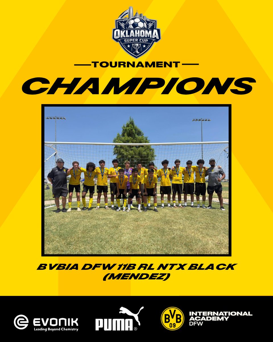 BVBIADFW's tweet photo. Congratulations to BVBIA DFW 10/11B RL NTX Black  on winning the Oklahoma Super Cup!

An incredible weekend, finishing with a 3–0 championship victory, scoring 11 goals while allowing just 1 all tournament.

Way to represent! 

#HejaBVB #BVBIADFW #echteliebe https://t.co/z5I2CTUUgA