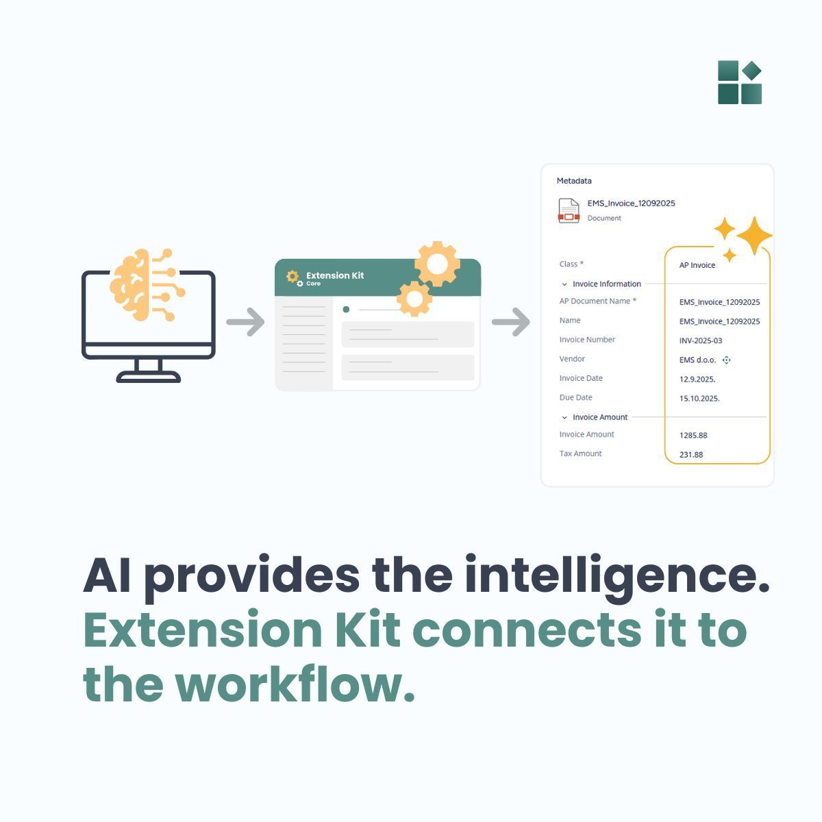 unitflyaddons's tweet photo. Once an AI service processes a document in #MFiles, #ExtensionKitCore handles what happens next:

- Updating metadata
- Changing workflow states
- Routing documents to the correct workflow
- Generating connected documents

📕 Learn more in the blog post: https://t.co/BOl6b0xoGm https://t.co/F4Xrt034RN