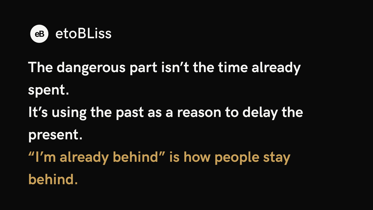 eto_bliss's tweet photo. Nobody talks about this part

The moment you realize
you've been using your past
as an excuse to delay your present.
The beginning is closed.
What you do next isn't.

Day 3. The Becoming. 🖤 https://t.co/ONjwMVk4YN