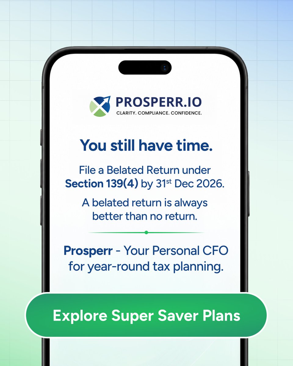 ProsperrOne's tweet photo. Missed the deadline? Don't let common myths stop you from filing your ITR.

Explore Prosperr: https://t.co/RPfoL6ot5n

#ITR #IncomeTax #BelatedReturn #TaxPlanning #Prosperr #PersonalCFO https://t.co/Iot15u47mq