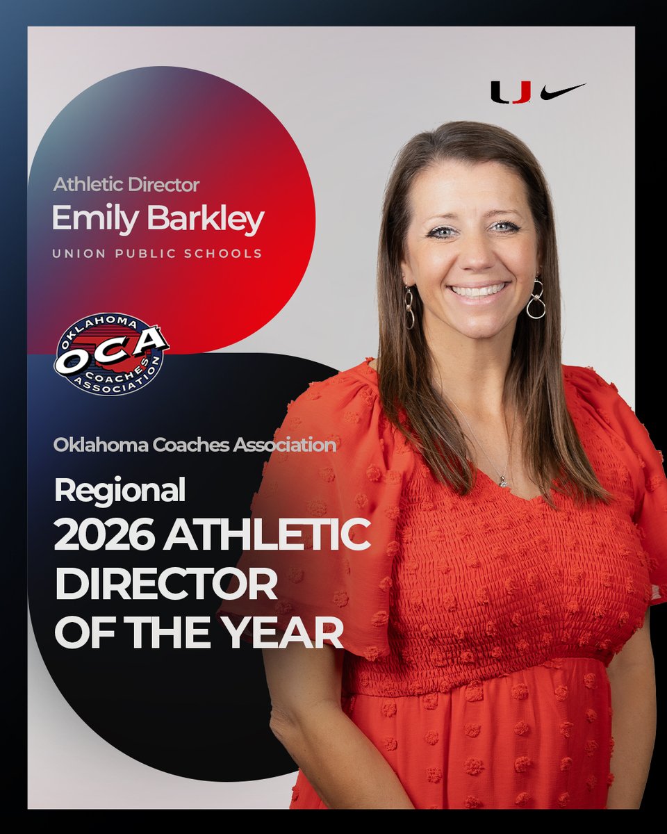 Union_Athletics's tweet photo. Congratulations to our own AD Emily Barkley on being named the 2026 OCA Regional Athletic Director of the Year. A well-earned honor recognizing outstanding leadership and a commitment to Building Champions every day.

Congratulations, Emily! ❤️🖤
#UnionStandard #RepTheU https://t.co/Hc3dKh60aH