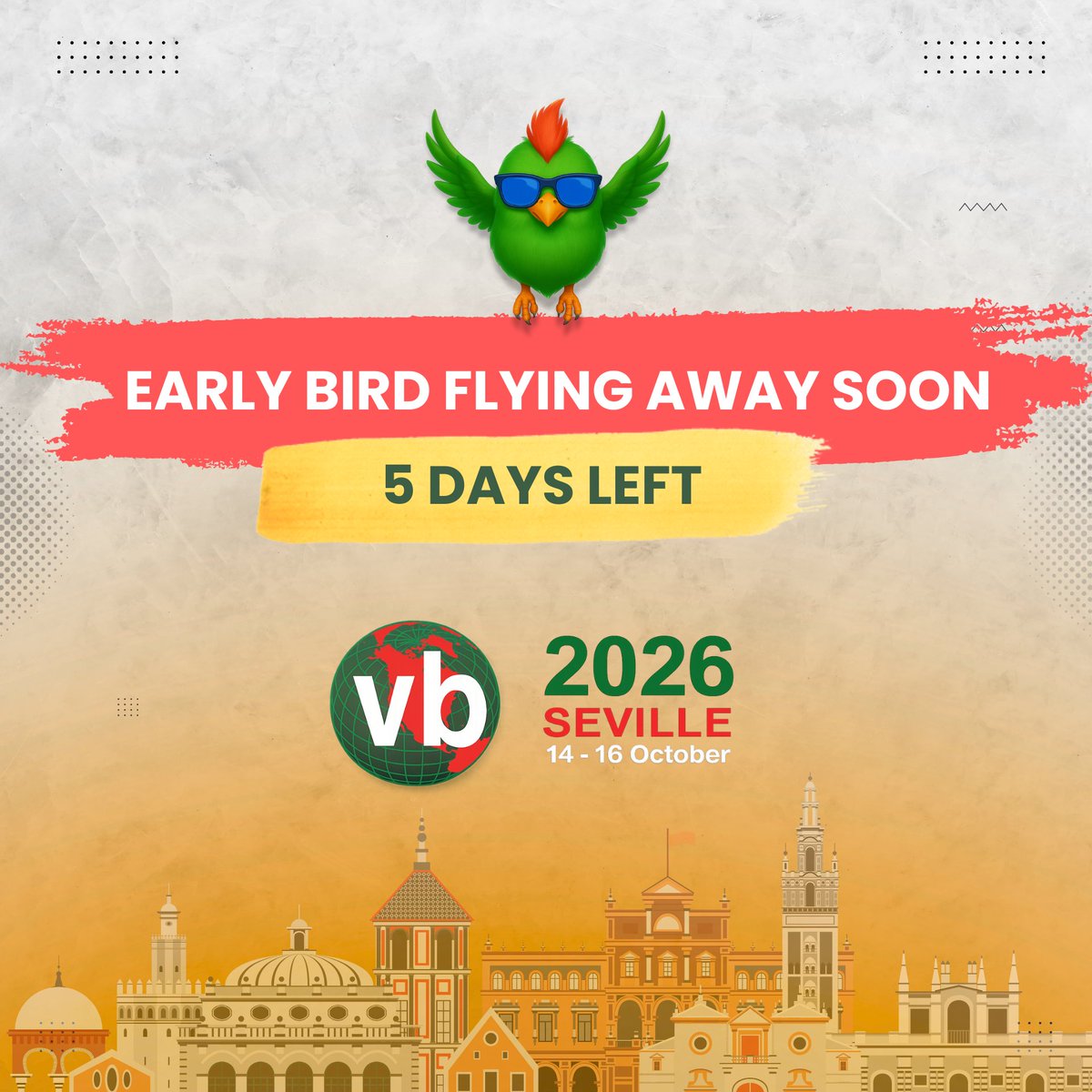 virusbtn's tweet photo. ⏰ Only 5 days left to save €200!

Secure your place at #VB2026 in Seville before the Early Bird rate ends on 7 August.

Join 300+ cybersecurity professionals and 90+ speakers for three days of world-class talks, learning and networking.

🎟️Book now👉https://t.co/K5D7qyUrI2 https://t.co/FZZxjumfbS
