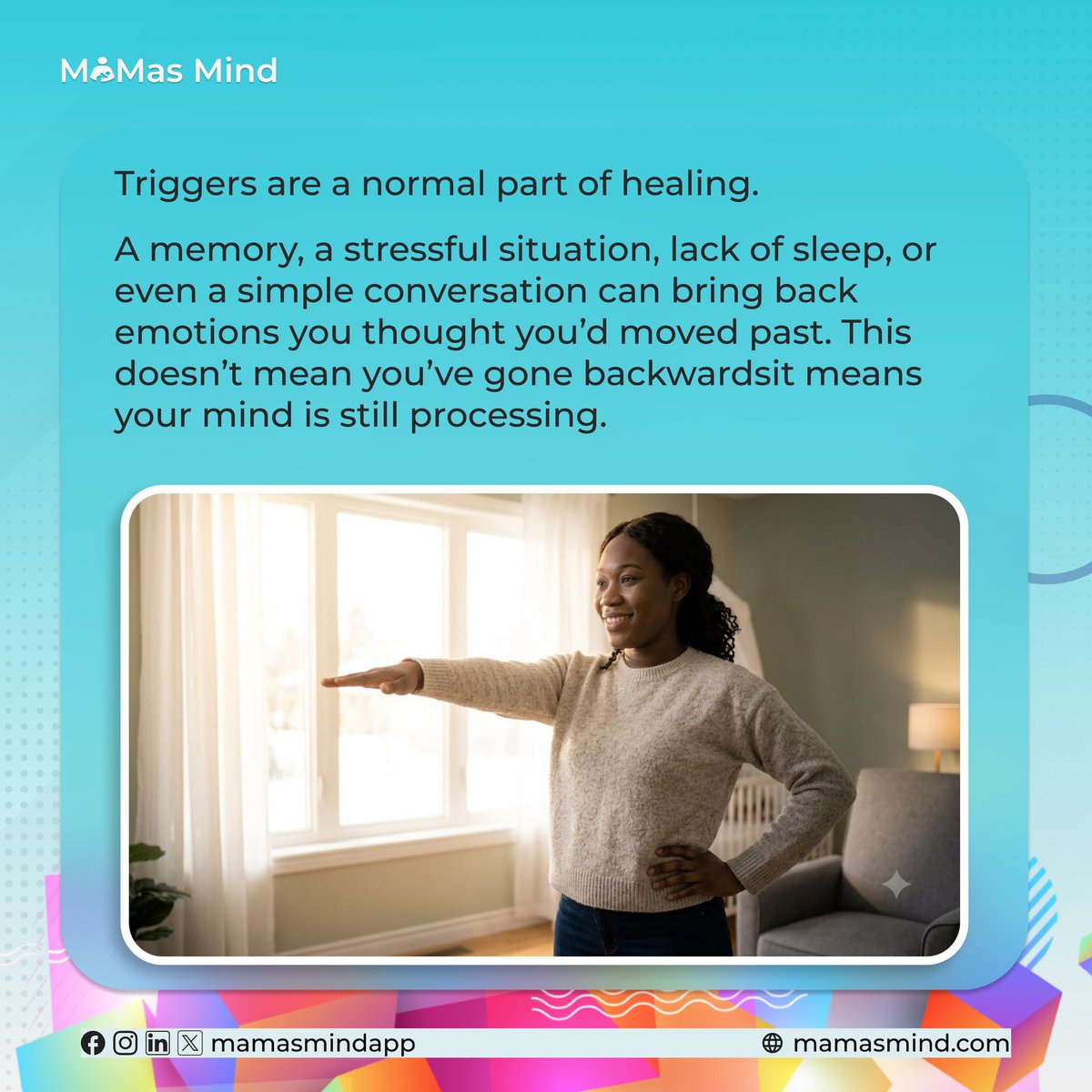 mamasmindapp's tweet photo. Some days you feel strong. Other days, the tears come back, the anxiety returns, or everything feels heavy again.
Does that mean you’ve failed?
Absolutely not.
Healing isn’t measured by having perfect days,it’s measured by your willingness to keep going, even on the hard ones. https://t.co/caa8niq94M
