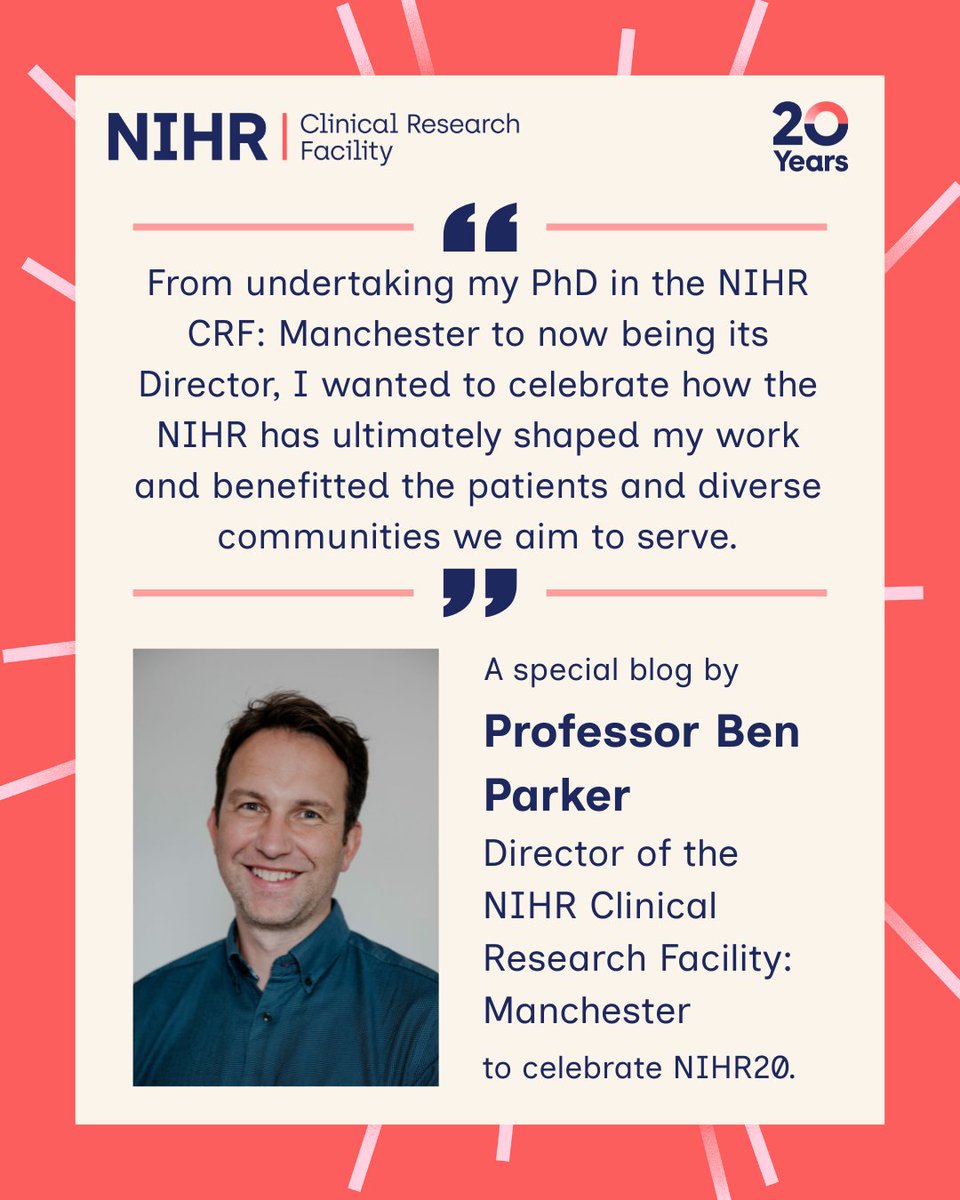ManchesterCRF's tweet photo. Our Director Prof Ben Parker shares a special blog to mark the 20th anniversary of the @NIHRresearch 🎉.

Find out more here 👇
https://t.co/0UgiCaSLfR https://t.co/haUAw9OeMX