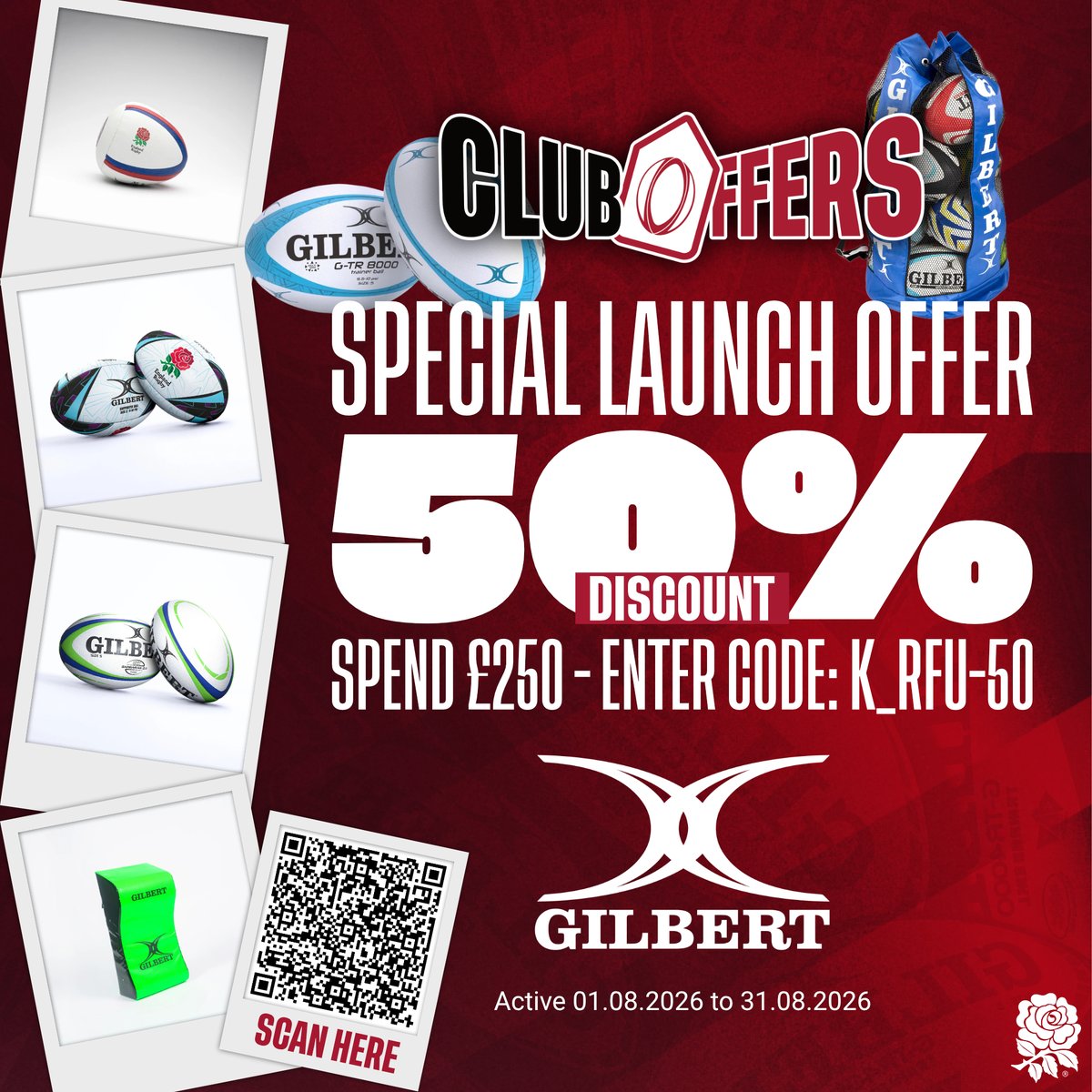RFUFacilities's tweet photo. π 50% OFF @GILBERT_RUGBY Equipment π
Spend Β£250+ and use code K_RFU-50 to save 50% on your order.
β° Offer ends 31 August 2026
π Click here: https://t.co/Io5hC1Bgh3
#GilbertRugby #RugbyClub #ClubOffers https://t.co/nxcMfC7CGI