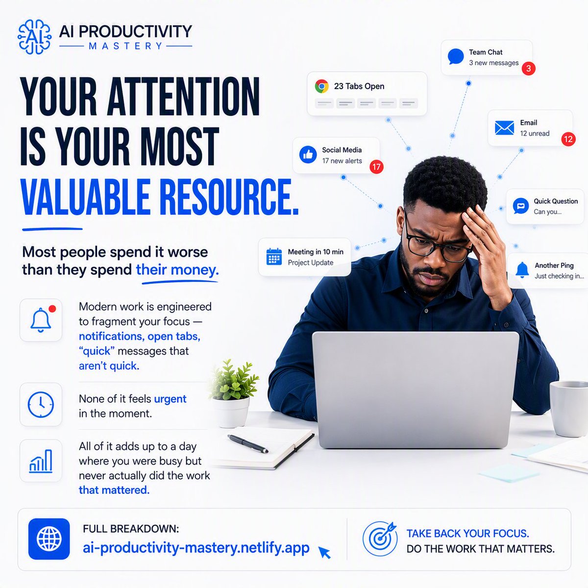 TackieAlfred's tweet photo. 🚀 You're not short on time. You're short on focus.

📘 Get your copy now:

👉 AI Productivity Mastery https://t.co/vSK71FKNX4

Take back your focus. Do the work that matters. https://t.co/arzRZvwnS7