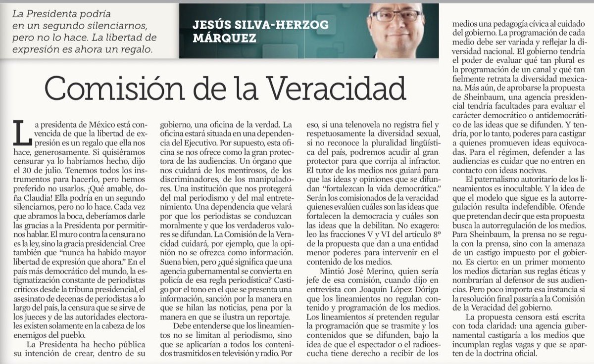 aracelibs's tweet photo. La presidenta está convencida de que la libertad de expresión es un regalo que ella nos hace, generosamente. Si quisiéramos censurar ya lo habríamos hecho, dijo el 30 de julio. Tenemos todos los instrumentos para hacerlo, pero hemos preferido no usarlos
¡Qué amable, doña Claudia! https://t.co/NazriRsKpE