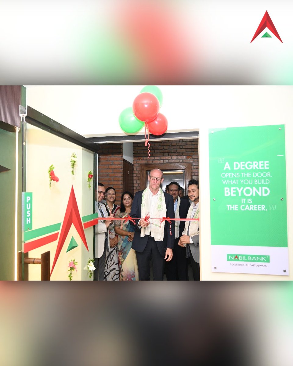 nabilbank's tweet photo. Education is one of the most meaningful investments in a person's future.

Today, Nabil Bank proudly inaugurated the Nabil Education Hub at Putalisadak, marking a new step towards making global education more accessible for aspiring students.

The Hub was inaugurated by His Excellency Mr. Simon Ernst, Ambassador of Australia to Nepal, alongside the Chairman of Nabil Bank, Mr. Nirvana Chaudhary @BeingNirvana, in the presence of the Bank’s Board of Directors and Senior Executives.

By bringing together expert guidance, trusted partners, and tailored financial solutions under one roof, Nabil Education Hub is designed to support students at every stage of their study abroad journey, making the process more informed, seamless, and accessible.

#BankingandBeyond #NabilBank #TogetherAheadAlways #NabilEducationHub