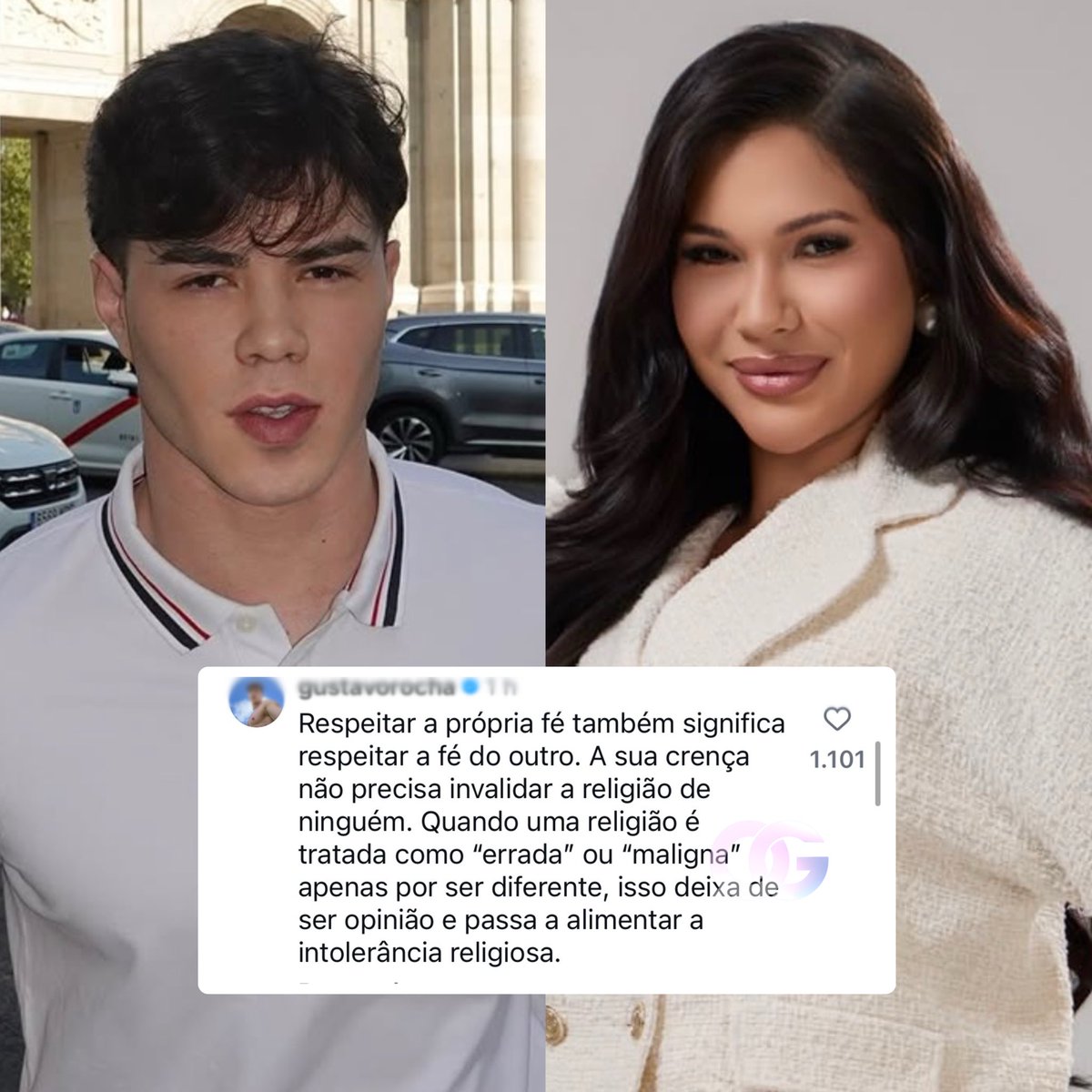 QGdoPOP's tweet photo. Gustavo Rocha responde Ayarla após influenciadora criticar vídeos de Anitta:

“A sua crença não precisa invalidar a religião de ninguém.
Quando uma religião é tratada como “errada" apenas por ser diferente, isso deixa de ser opinião e passa a alimentar a intolerância religiosa”. https://t.co/lOr9MNXtvG