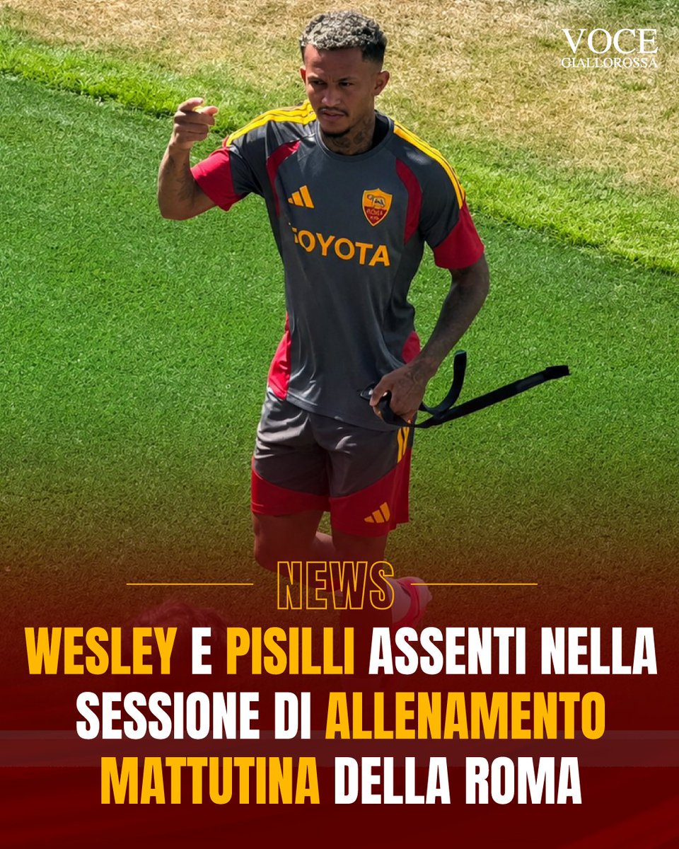 VoceGiallorossa's tweet photo. 🏃‍♂️Ritiro in Galles - La seduta mattutina: out Wesley e Pisilli. Le ultime da Cardiff

#ASRoma 

https://t.co/gGyANeX59c https://t.co/3EtLAMPZQN