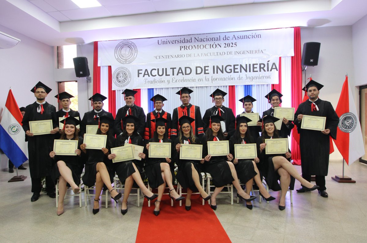 IngenieriaUNA's tweet photo. La Filial Ayolas de la FIUNA celebró el Acto de Graduación de la Promoción 2025 “Centenario de la Facultad de Ingeniería” 🎓🎓🎓
Leer más: https://t.co/qxqUgOXdhM #egresadosfiuna https://t.co/WysaBwEwhE